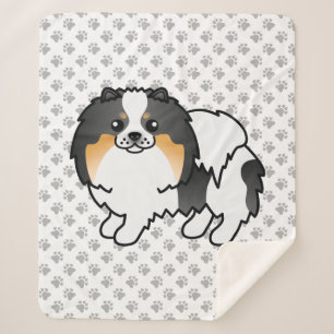 Couverture Sherpa Pomeranian Tricolore Blanc Chien de Dessin Animé M