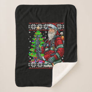 Couverture Sherpa Pompier Père Noël Feu Costume Feu Vilain