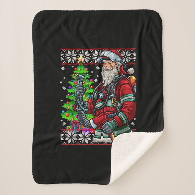 Couverture Sherpa Pompier Père Noël Feu Costume Feu Vilain (Devant)