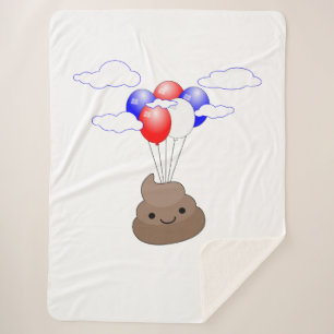 Couverture Sherpa Poo Emoji Voler Avec Ballons