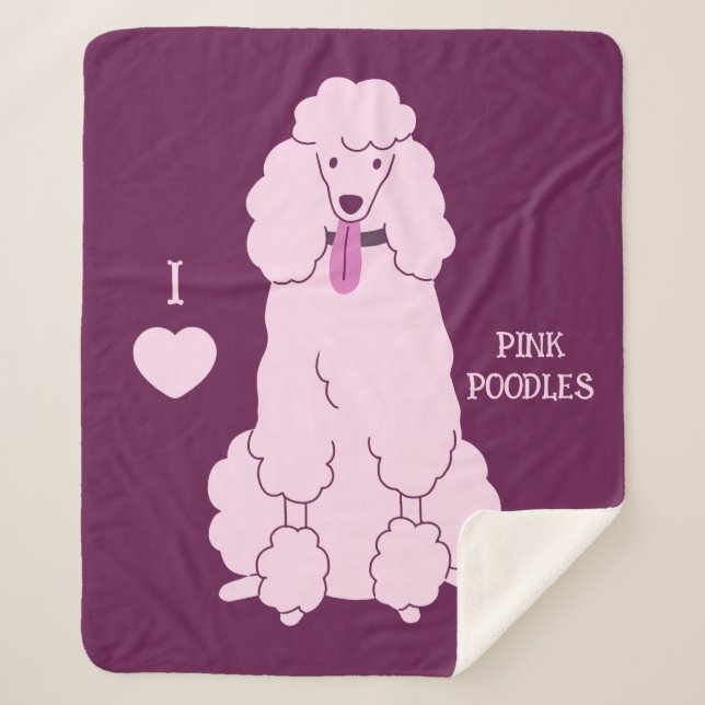 Couverture Sherpa Poodé rose de texte personnalisé (Devant)