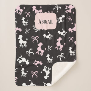 Couverture Sherpa Poodles Classy Thème rose et noir