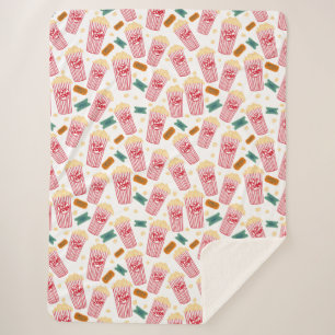 Couverture Sherpa Popcorn Motif Film Night Theatre Fun White