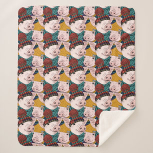 Couverture Sherpa Porcs avec le motif de casquettes