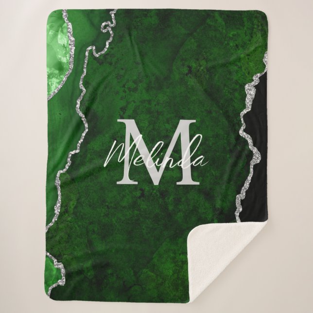 Couverture Sherpa Porte en marbre vert et argent (Devant)