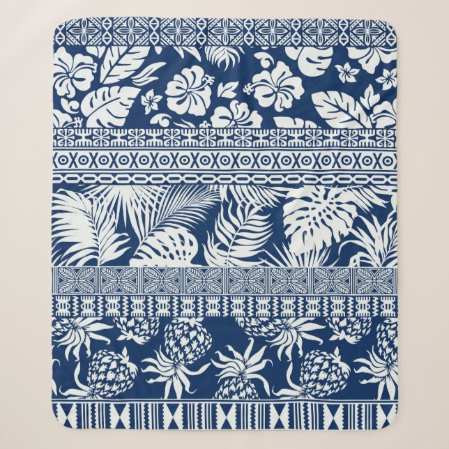 Couverture Sherpa Portefeuille de décoration hawaïenne feuille tropi (Devant)