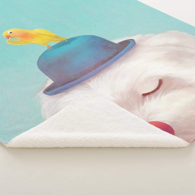 Couverture Sherpa Portrait de chien clown méditatif (3/4)