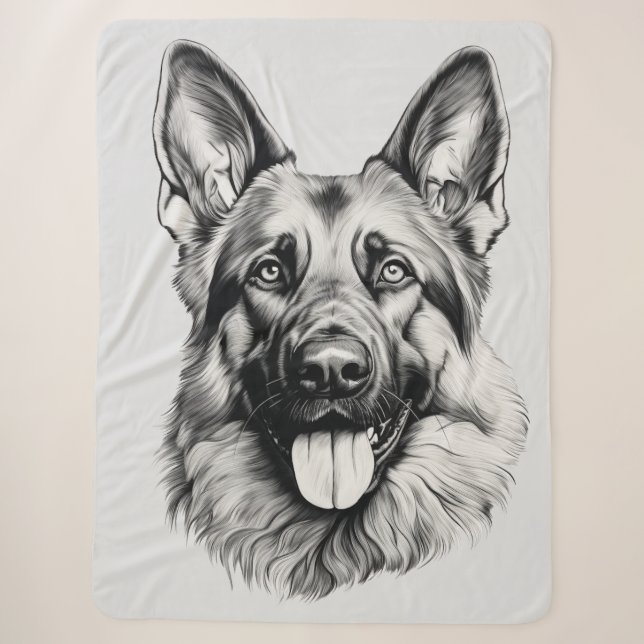 Couverture Sherpa Portrait Dessin de Berger Allema (Devant)