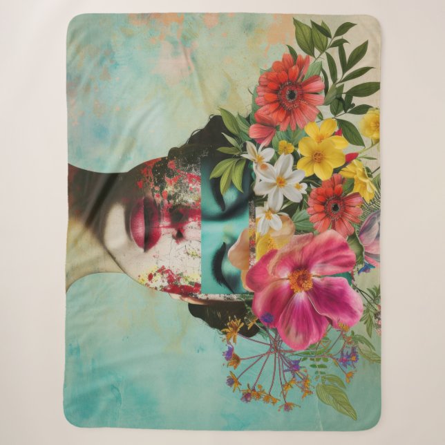Couverture Sherpa Portrait Floral Vintage  (Devant)