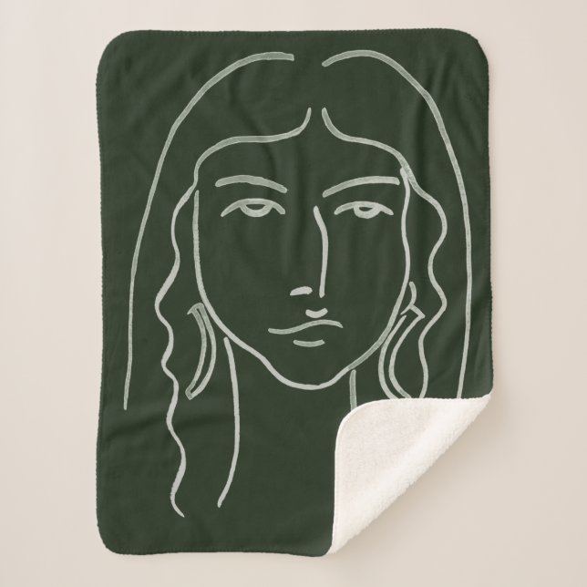 Couverture Sherpa Portrait malachite avec cheveux longs (Devant)