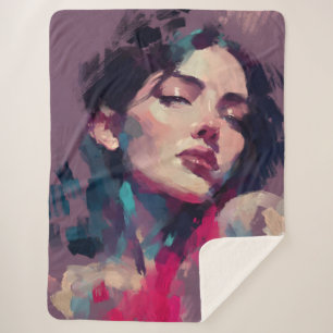 Couverture Sherpa Portrait Néon Abstrait