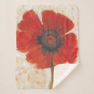 Couverture Sherpa Portrait rouge de pavot