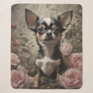 Couverture Sherpa Portraits de races de chiens de fleurs 9