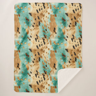 Couverture Sherpa Poster de animal noir Turquoise or