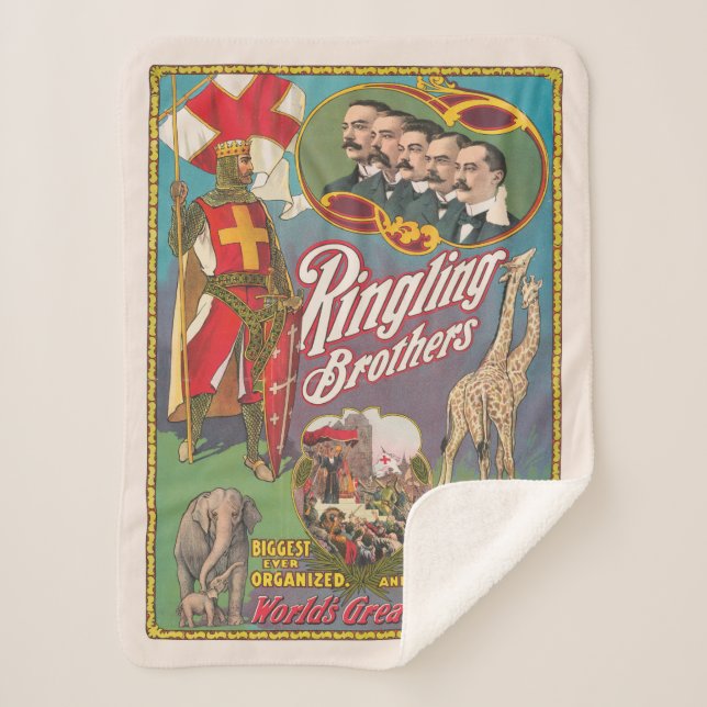 Couverture Sherpa Poster de cirque vintage Ringling Brothers (Devant)