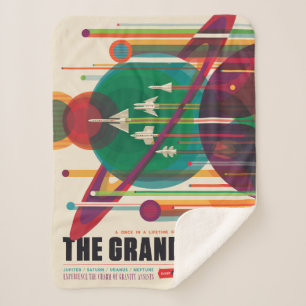 Couverture Sherpa Poster de Voyage Espace Rétro - Système Solaire Gr