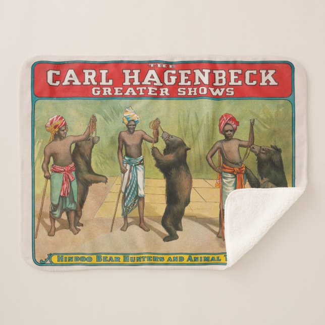Couverture Sherpa Poster du cirque vintage Carl Hagenbeck (Devant (Horizontal))