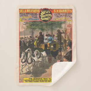 Couverture Sherpa Poster vintage D'Un Entraîneur Piloté Par Un Singe