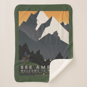 Couverture Sherpa Poster vintage Promouvoir Les Voyages Au Montana.