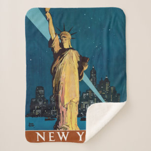 Couverture Sherpa Poster Vintage voyage Pour New York