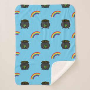 Couverture Sherpa Pot de dessin en or arc-en-ciel