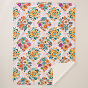 Couverture Sherpa Pots à fleurs multicolores Motif - Rose