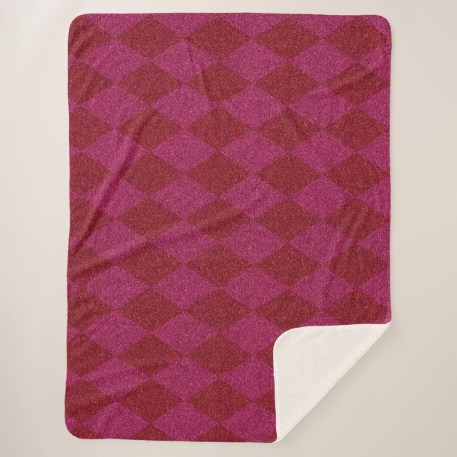 Couverture Sherpa Pouf Pailleté Diamant Rose et Rouge (Devant)