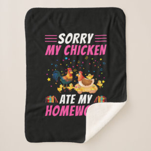 Couverture Sherpa Poulet D'Art Mon Poulet Mangé Ma Maison