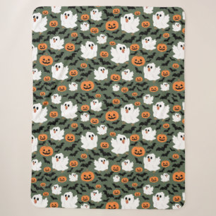 Couverture Sherpa Poulets fantômes éffrayants avec Citrouilles et ch