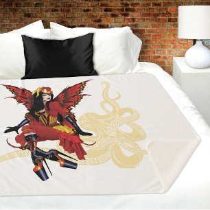 Couverture Sherpa Poulpe Féerique Élégant Rouge Victorien Steampunk