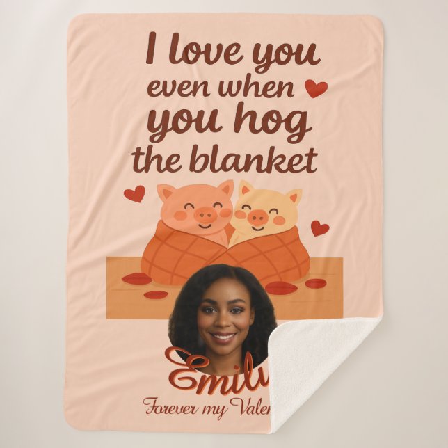 Couverture Sherpa 'Pour toujours mon Valentin' (Devant)