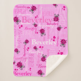 Couverture Sherpa Poussins roses et coeurs filles nom personnalisé