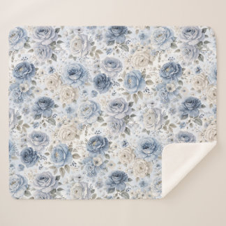 Couverture Sherpa Pretty Blue Rose Floral Watercolor 