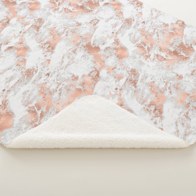 Couverture Sherpa Pretty Rose Gold White Glitzy Marble (3/4)