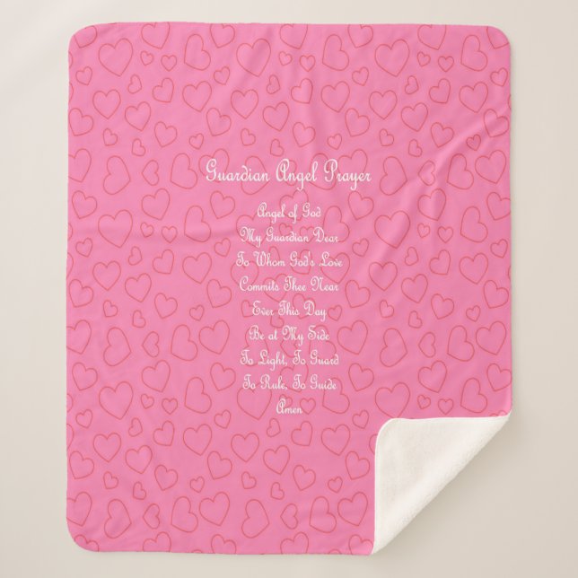 Couverture Sherpa Prière de l'ange gardien Rose (Devant)
