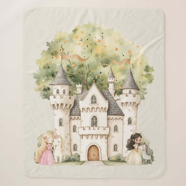 Couverture Sherpa Princesse de Conte de Fées à l'Aquarelle Fantaisis (Devant)