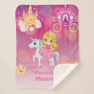 Couverture Sherpa Princesse rose personnalisée