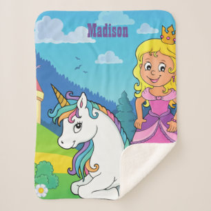 Couverture Sherpa Princesse rose personnalisée Unicorn Sherpa Blank