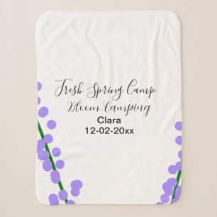 Couverture Sherpa Printemps frais camping fleurs de lavande nom date