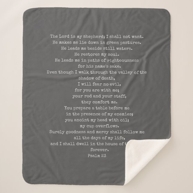 Couverture Sherpa Psalm 23 Charcoal Sherpa Blanket PERSONNALISABLE (Devant)