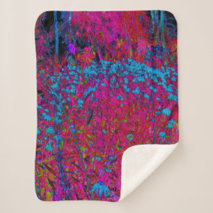 Couverture Sherpa Psychédélique Violet Lily Fleur Magenta Garden