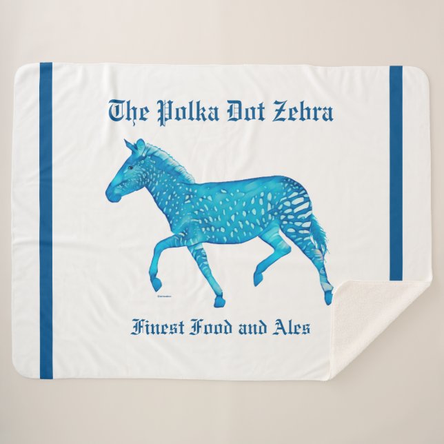 Couverture Sherpa Pub anglais Polka Dot Zebra - Bleu (Devant (Horizontal))