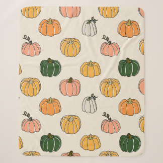 Couverture Sherpa Pumpkin Harvest vintage Seamless Pattern