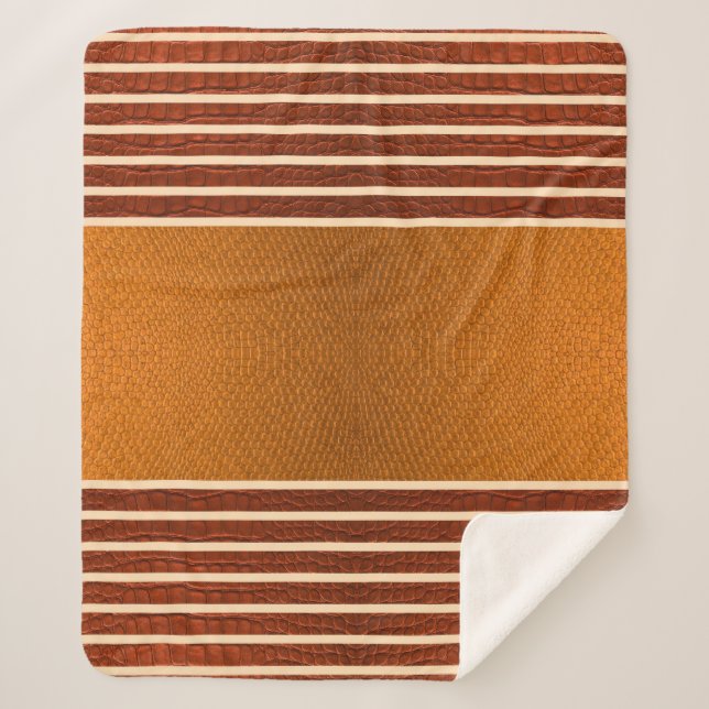 Couverture Sherpa Pumpkin & Rust Exotic Faux Snake Leather Line Art (Devant)