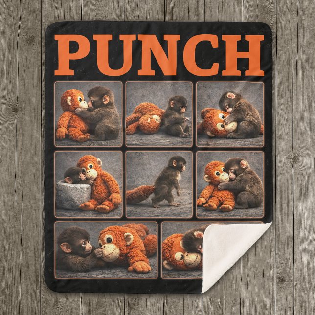 Couverture Sherpa Punch Bébé Singe (Créateur téléchargé)