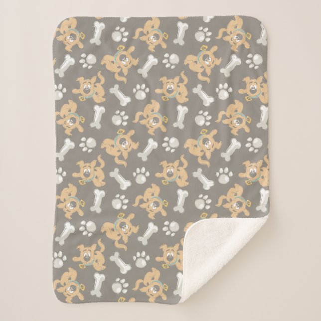 Couverture Sherpa Puppy Scooby-Doo Bone & Motif Empreinte de patte (Devant)