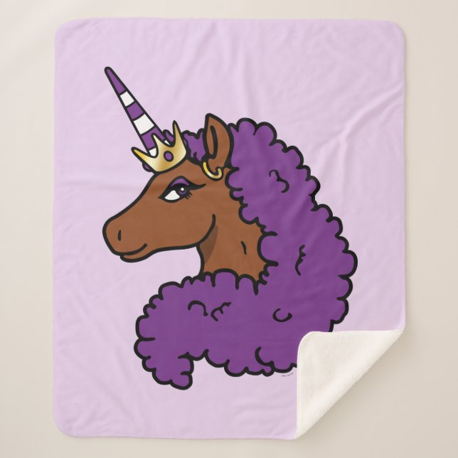 Couverture Sherpa Purple Afro Unicorn (Devant)