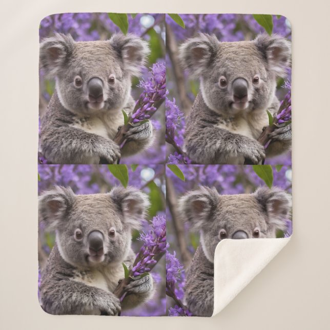 Couverture Sherpa Purple Jacaranda Koala Ours, (Devant)