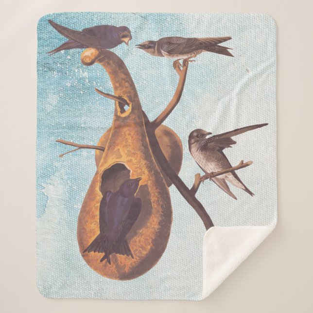 Couverture Sherpa Purple Martin Audubon Bird Famille et Gourd Accuei (Devant)