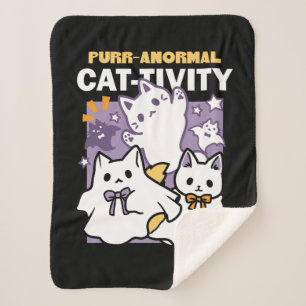 Couverture Sherpa Purr-anormal Cat-tivity - Halloween Cat Design